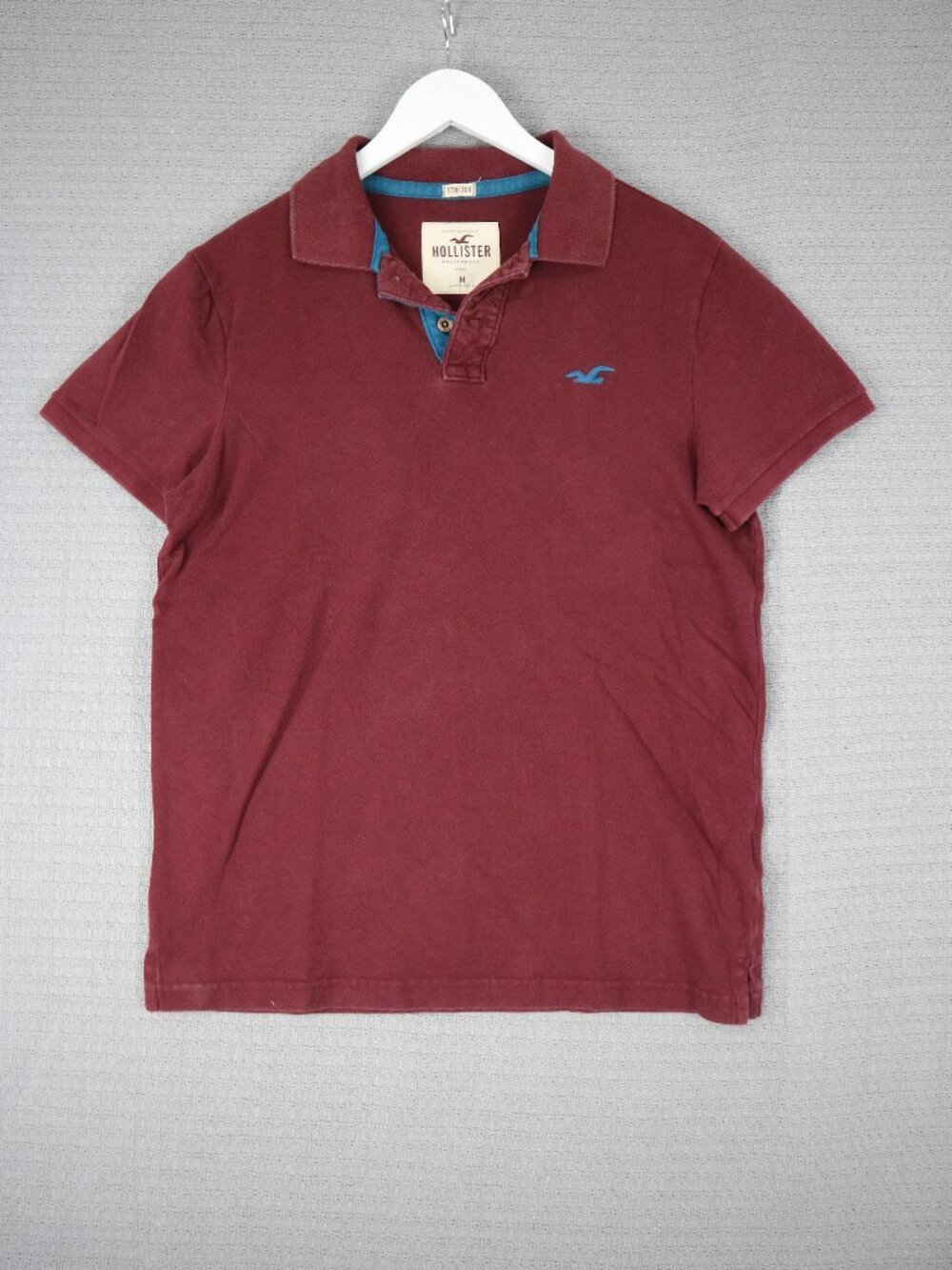 Hollister Stretch Burgundy Polo Shirt Medium